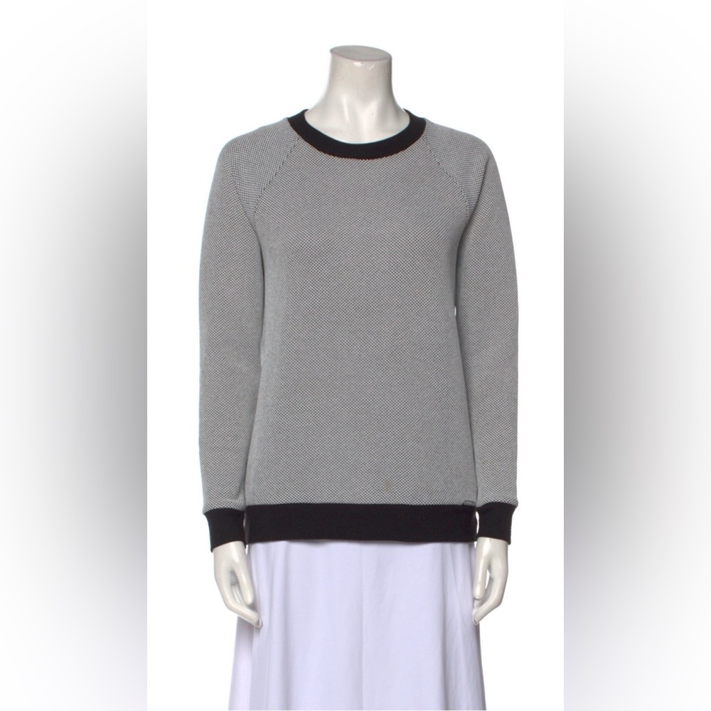 Michael Kors Women’s Black and White Knit Crewneck Sweater, Size Medium